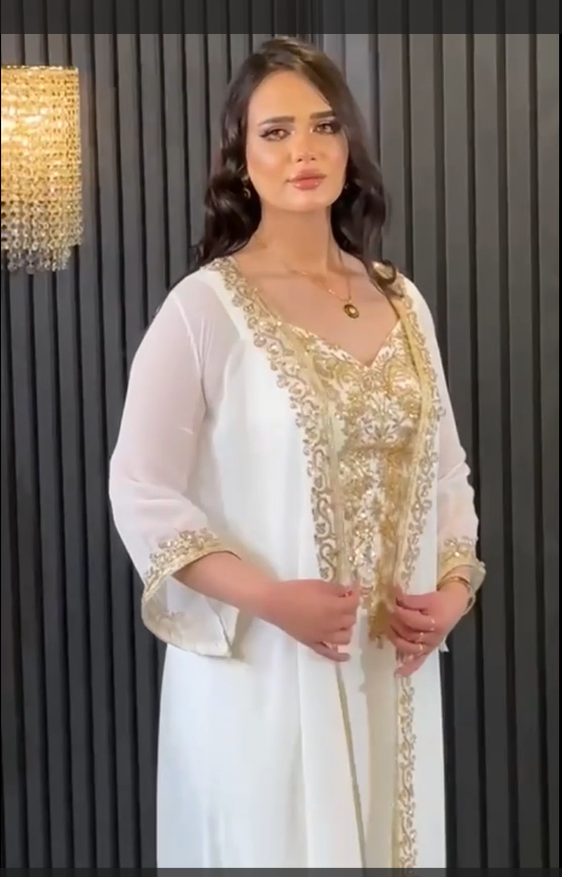 Elegant Caftan with Golden Embellishments - 00030