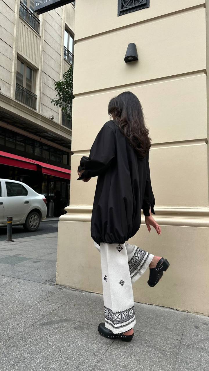 Oversize Black Shirt Dress - 00107