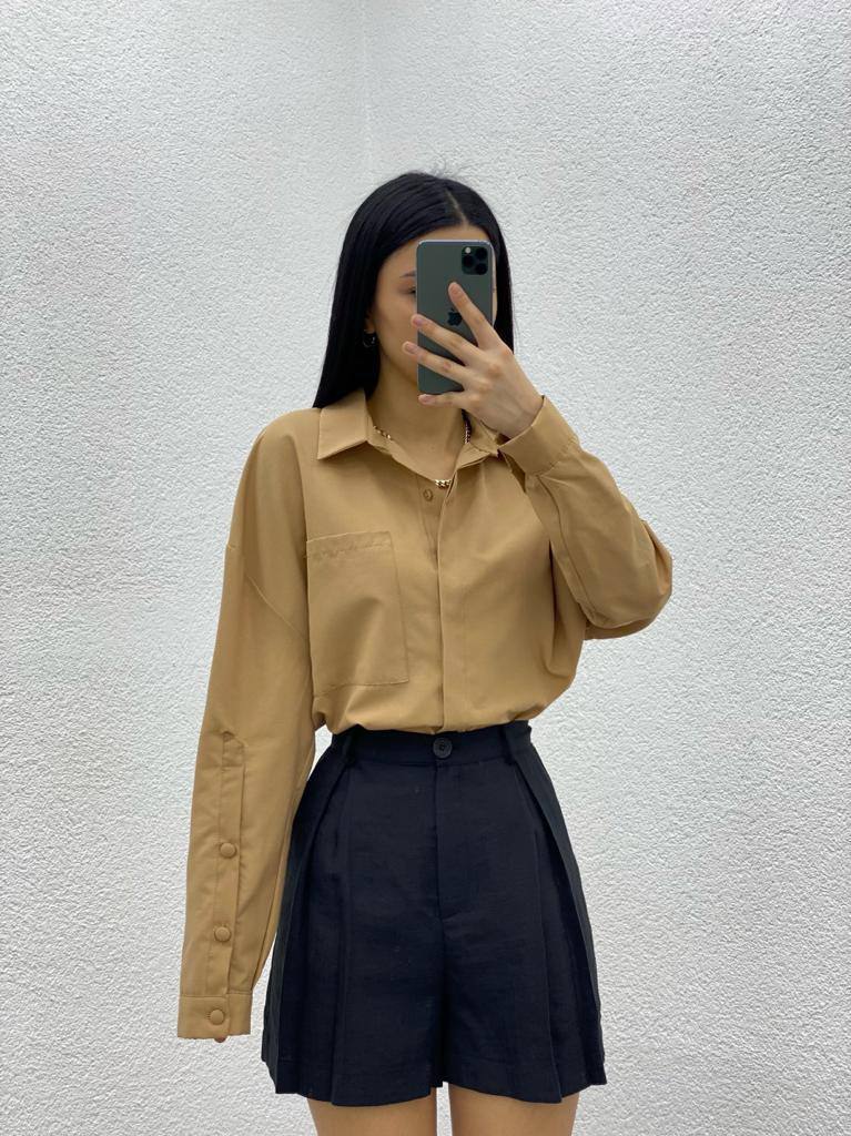 Poplin Shirt with Cufflink Detail and Pocket - G00019