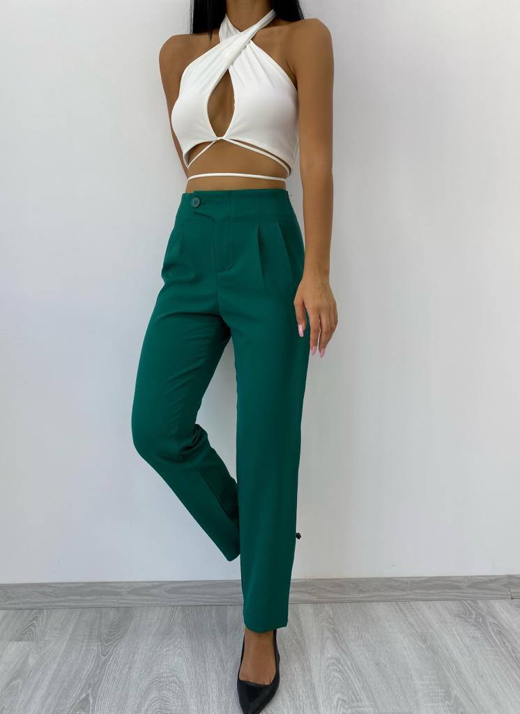 Front and Back Seam Detailed Zippered Pocket High Waist Pant