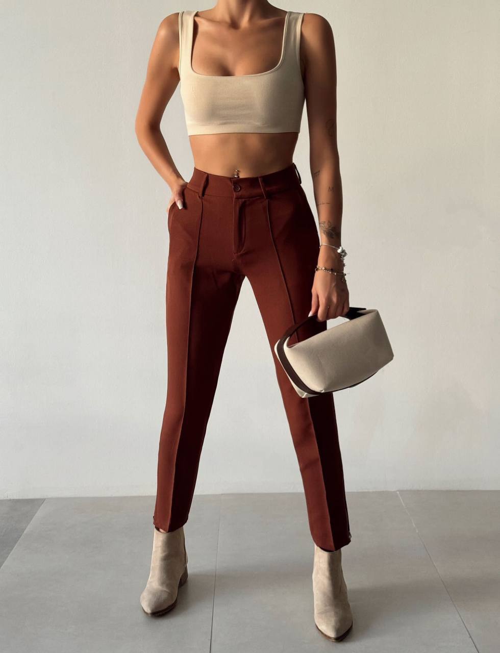 High Waisted Palazzo Pant with Grass