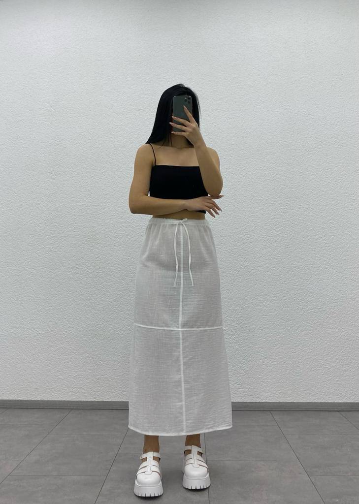 Linen Paper Bag Long Knit Skirt - ET00006