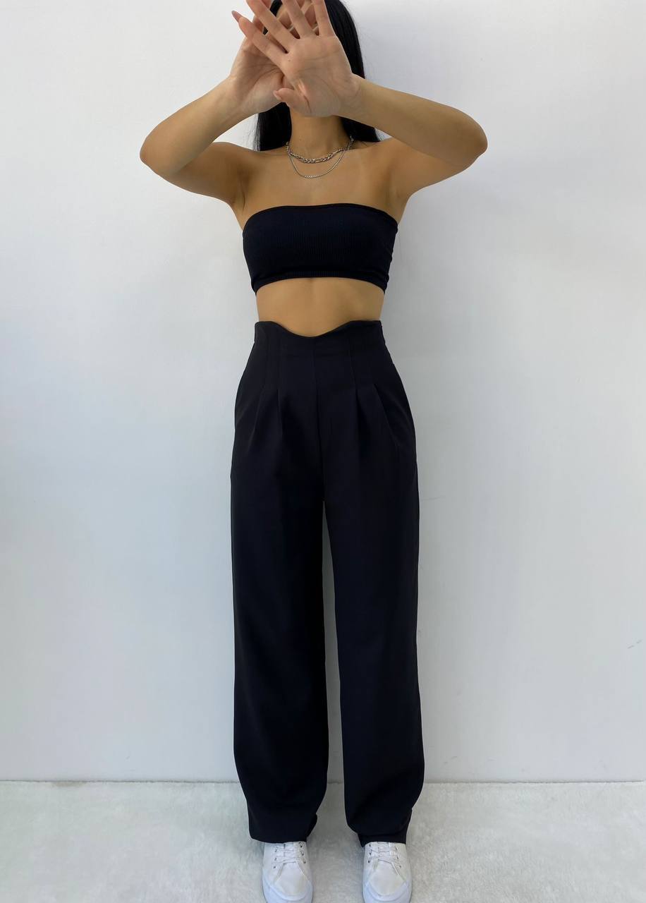 Pleated Fabric Palazzo Pant - P00008