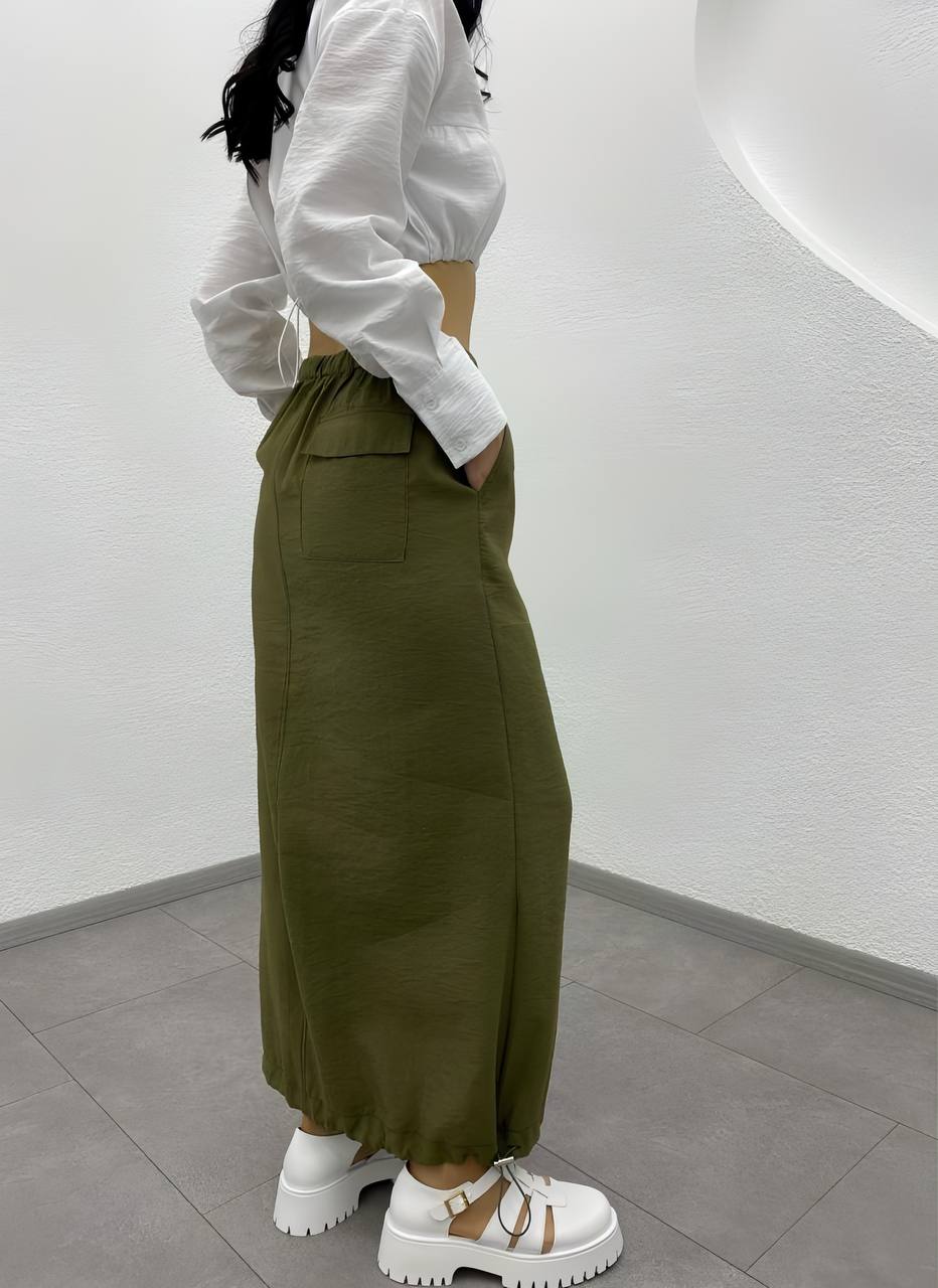 Cargo Pocket Parachute Fabric Elastic Skirt - ET00016