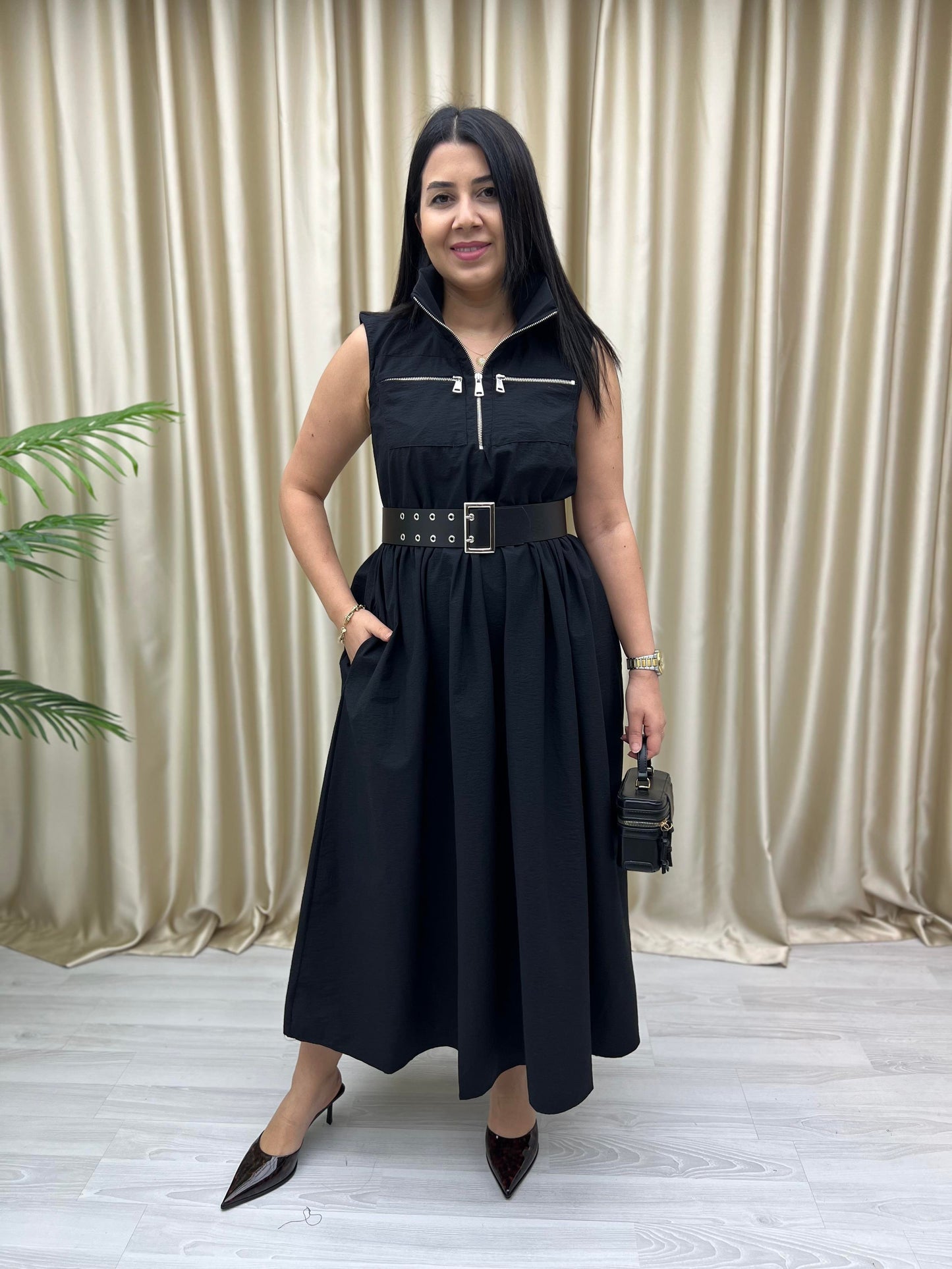 Utility Belted Maxi Shirt Dress - 00151