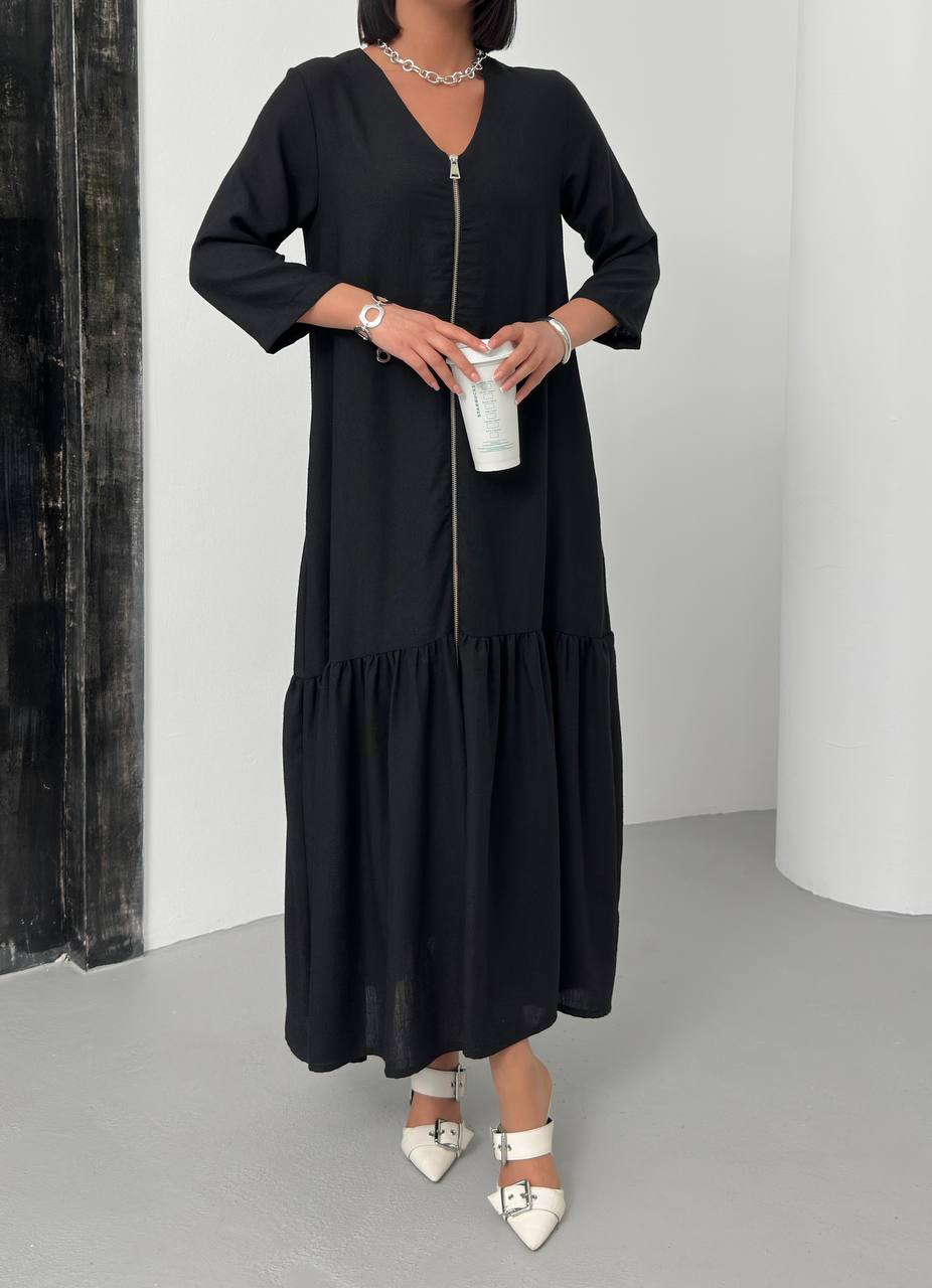 Zippered Tiered Maxi Dress - 00148