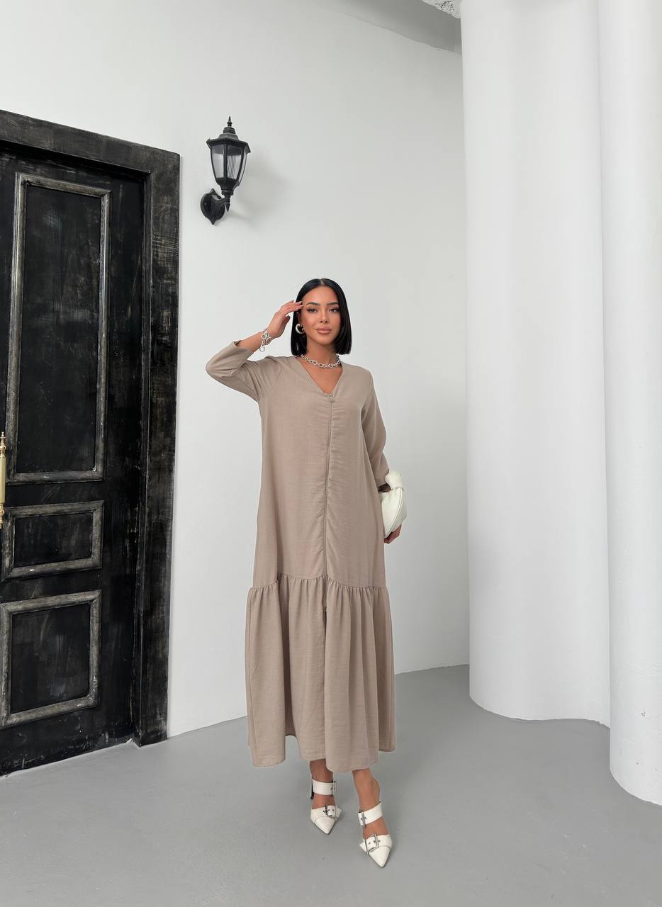 Zippered Tiered Maxi Dress - 00148