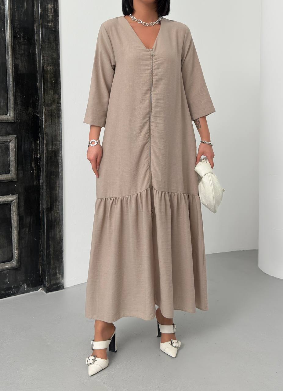 Zippered Tiered Maxi Dress - 00148