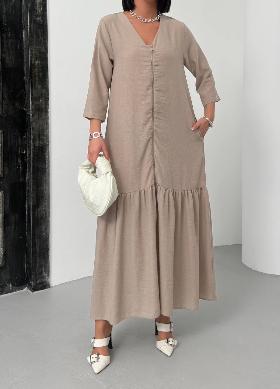 Zippered Tiered Maxi Dress - 00148