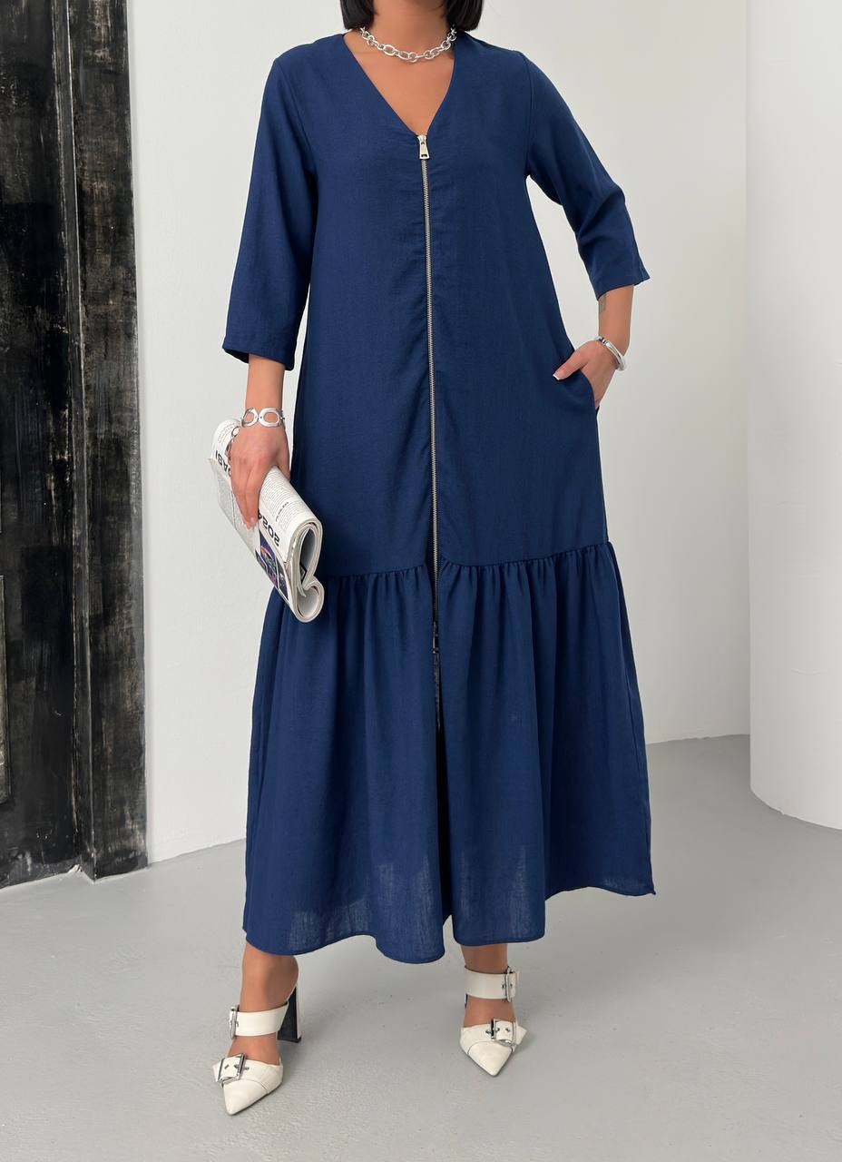 Zippered Tiered Maxi Dress - 00148