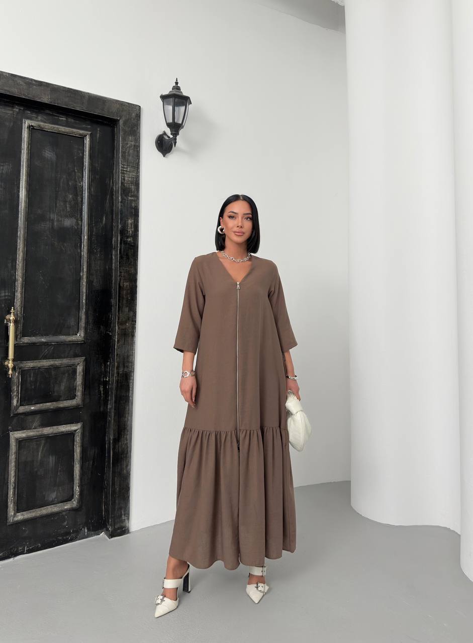 Zippered Tiered Maxi Dress - 00148