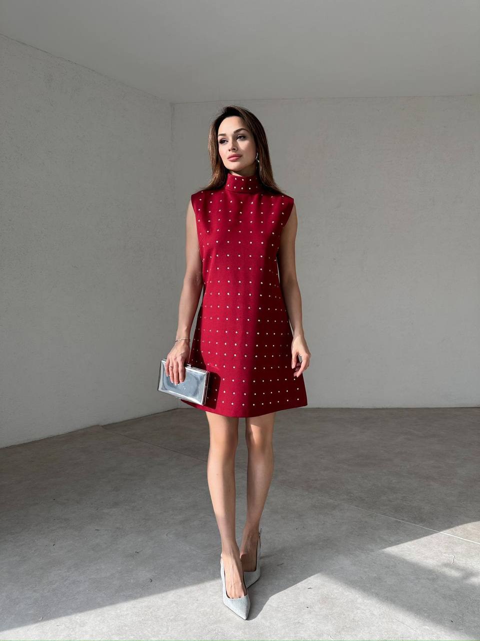 Velvet Chic Studded Mini Dress - 00160