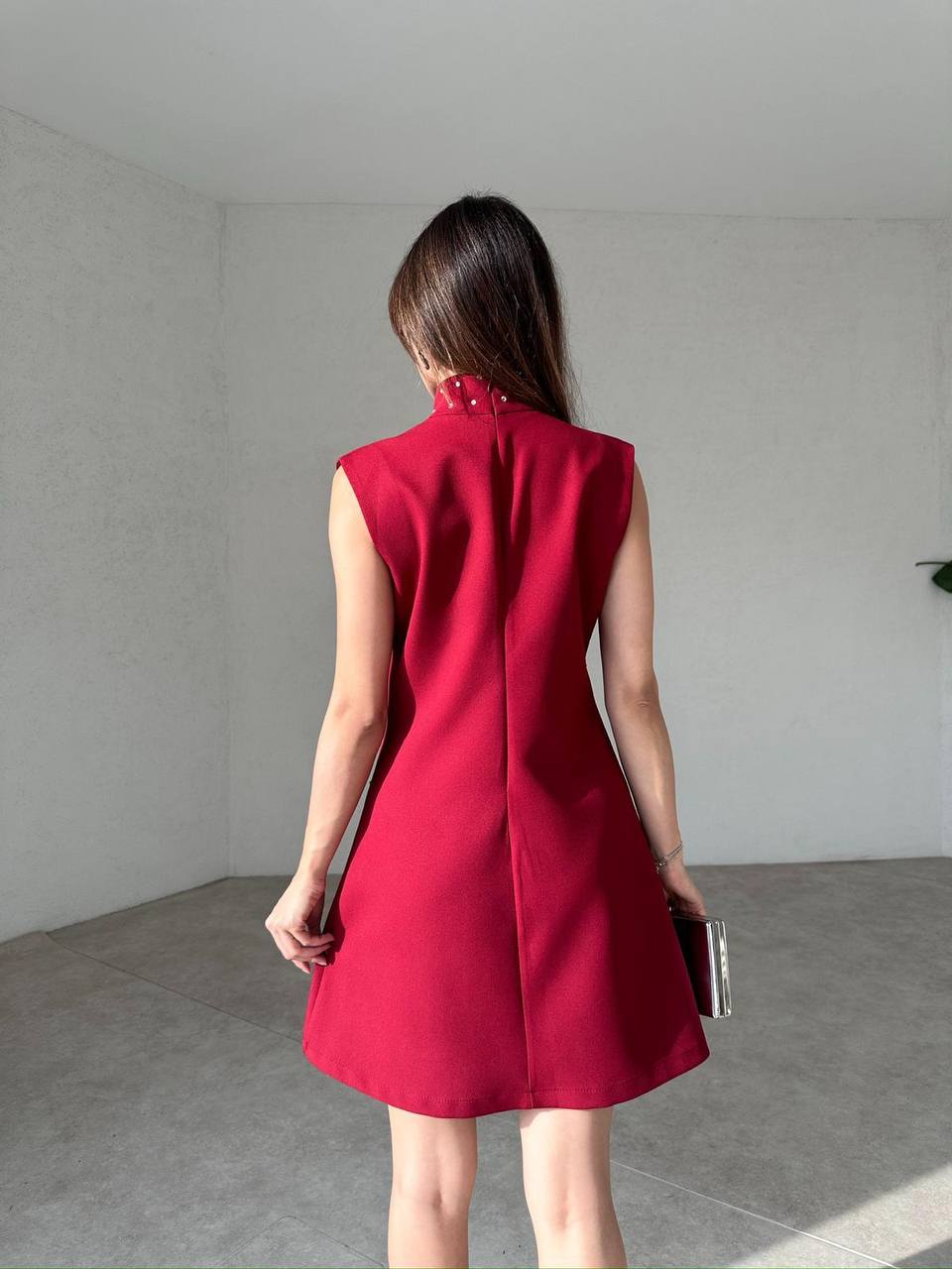 Velvet Chic Studded Mini Dress - 00160