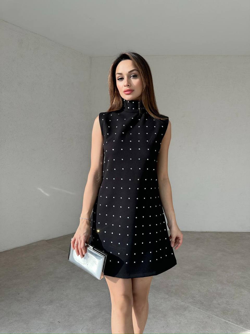 Velvet Chic Studded Mini Dress - 00160