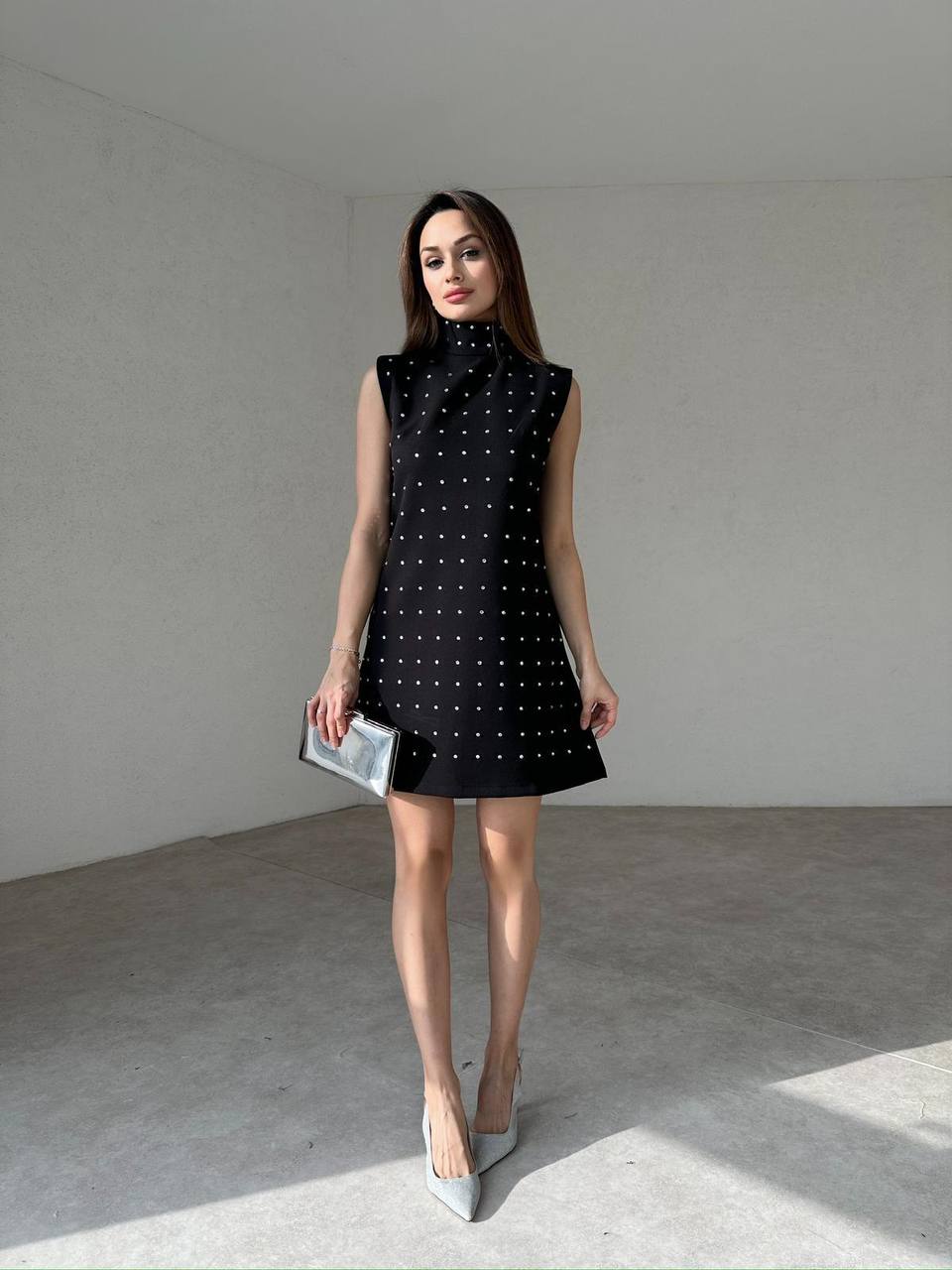 Velvet Chic Studded Mini Dress - 00160