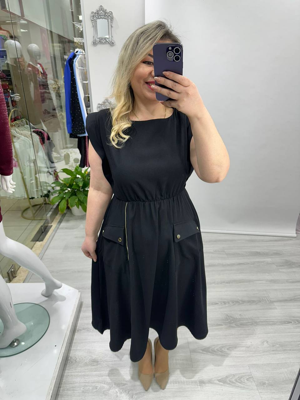 Elegant Pocket Midi Dress – 4 Colors - 00131