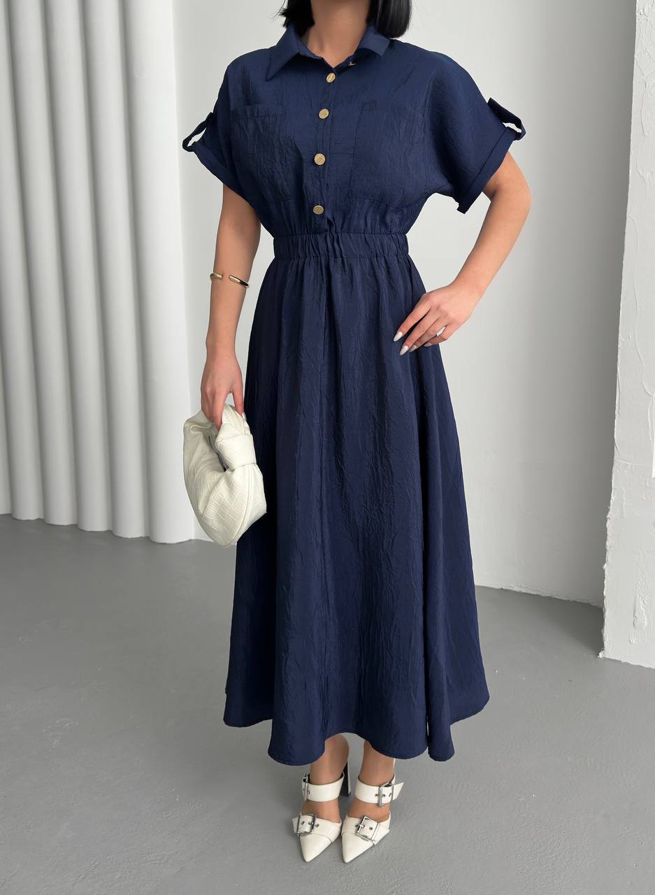 Elegant Button-Front Maxi Shirt Dress - 00137