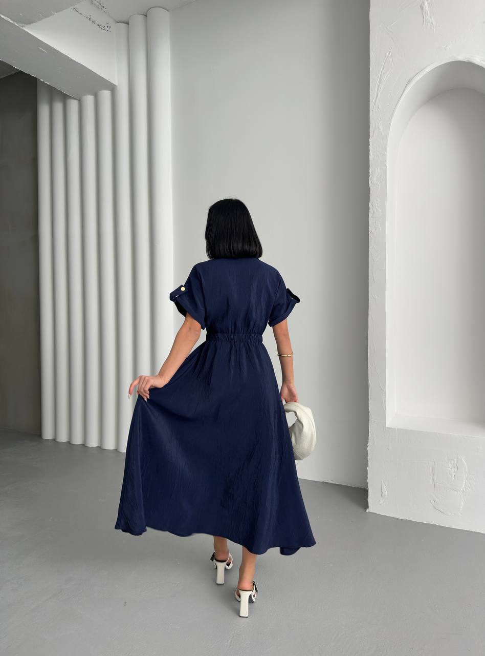 Elegant Button-Front Maxi Shirt Dress - 00137