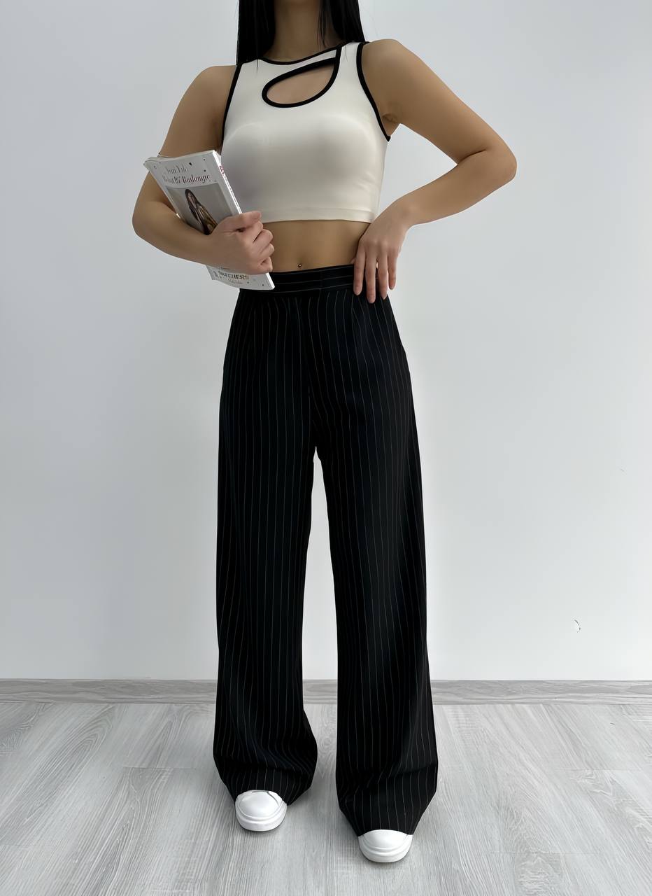 palazzo pants wide leg pants fabric striped pants - P00037