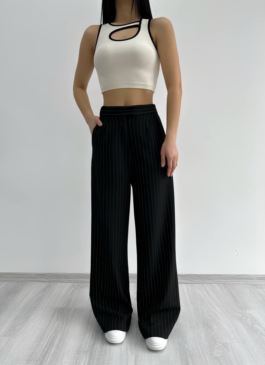 palazzo pants wide leg pants fabric striped pants - P00037