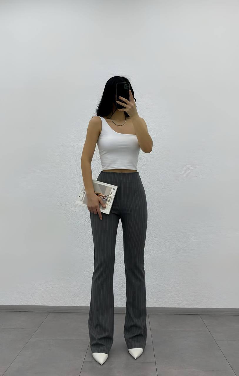 Ultra High Waist Crepe Fabric Striped Palazzo Pant - P00039