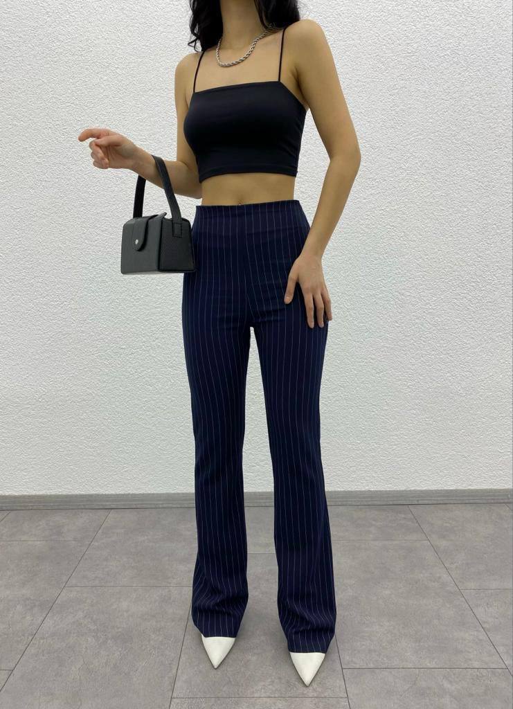 Ultra High Waist Crepe Fabric Striped Palazzo Pant - P00039