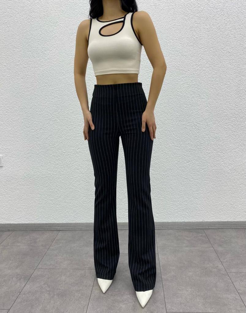 Ultra High Waist Crepe Fabric Striped Palazzo Pant - P00039