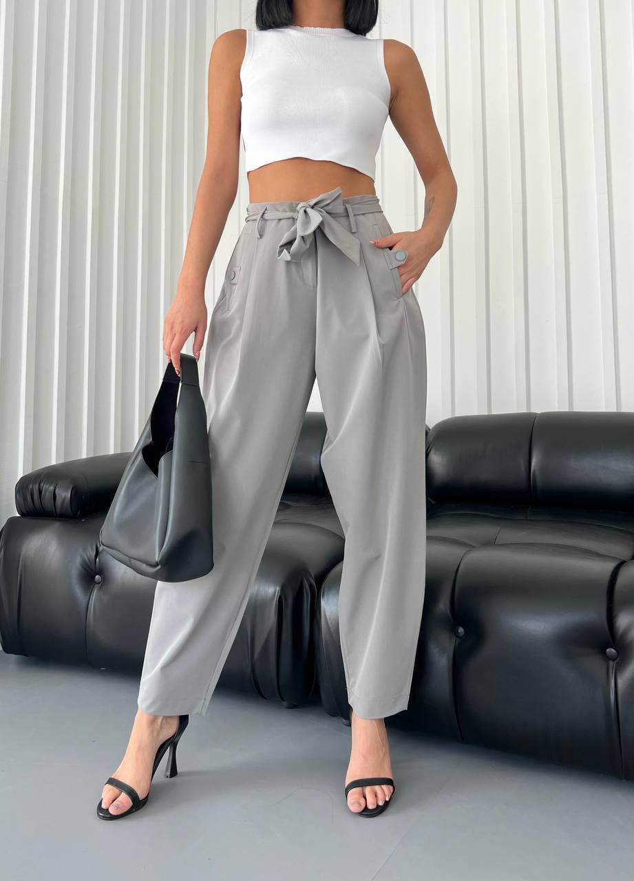 Waist Seam Detail Belted Skinny Leg Slimming Pant - P00045