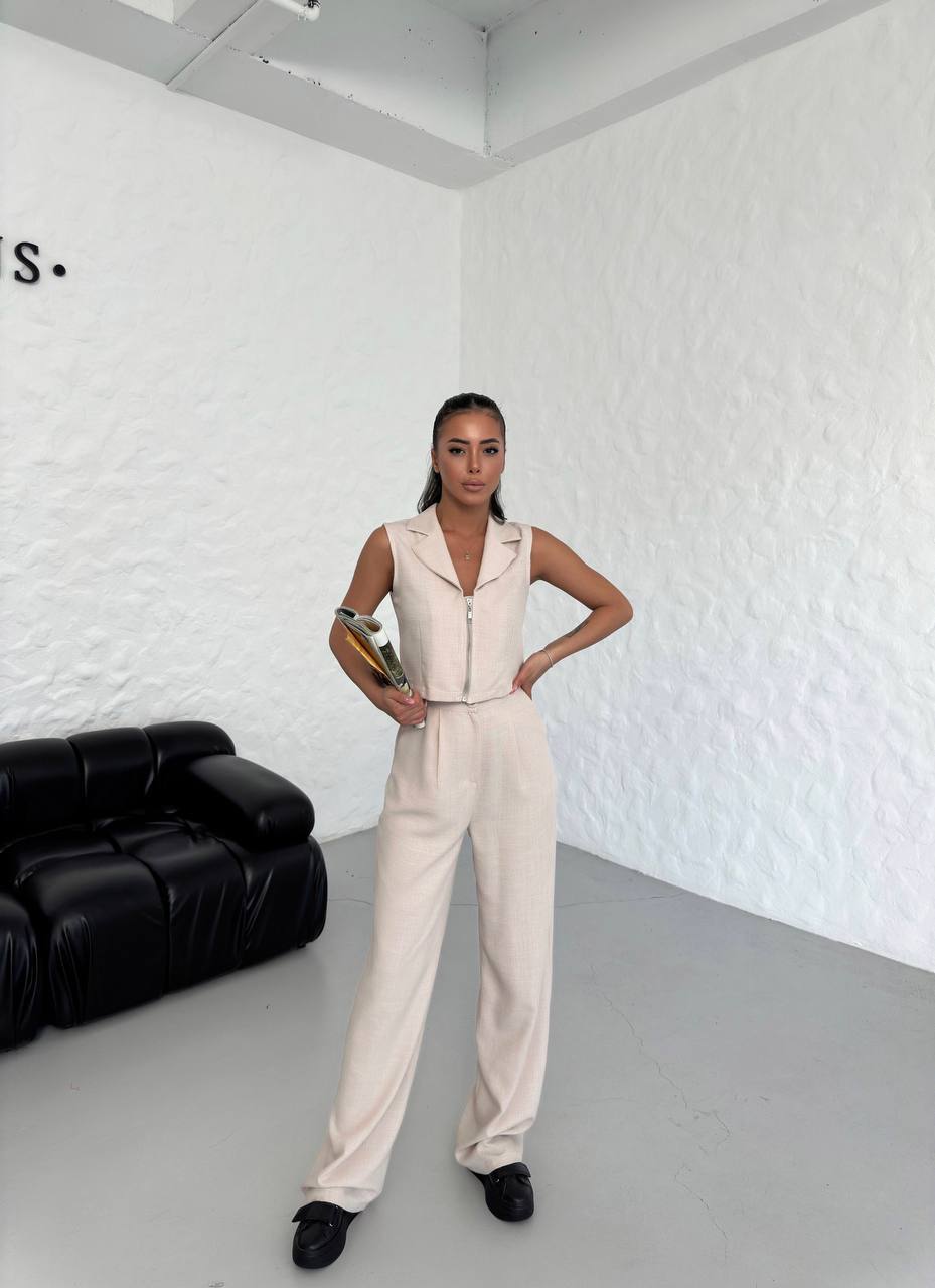 Guard Zippered Linen Double Suit - TK00060