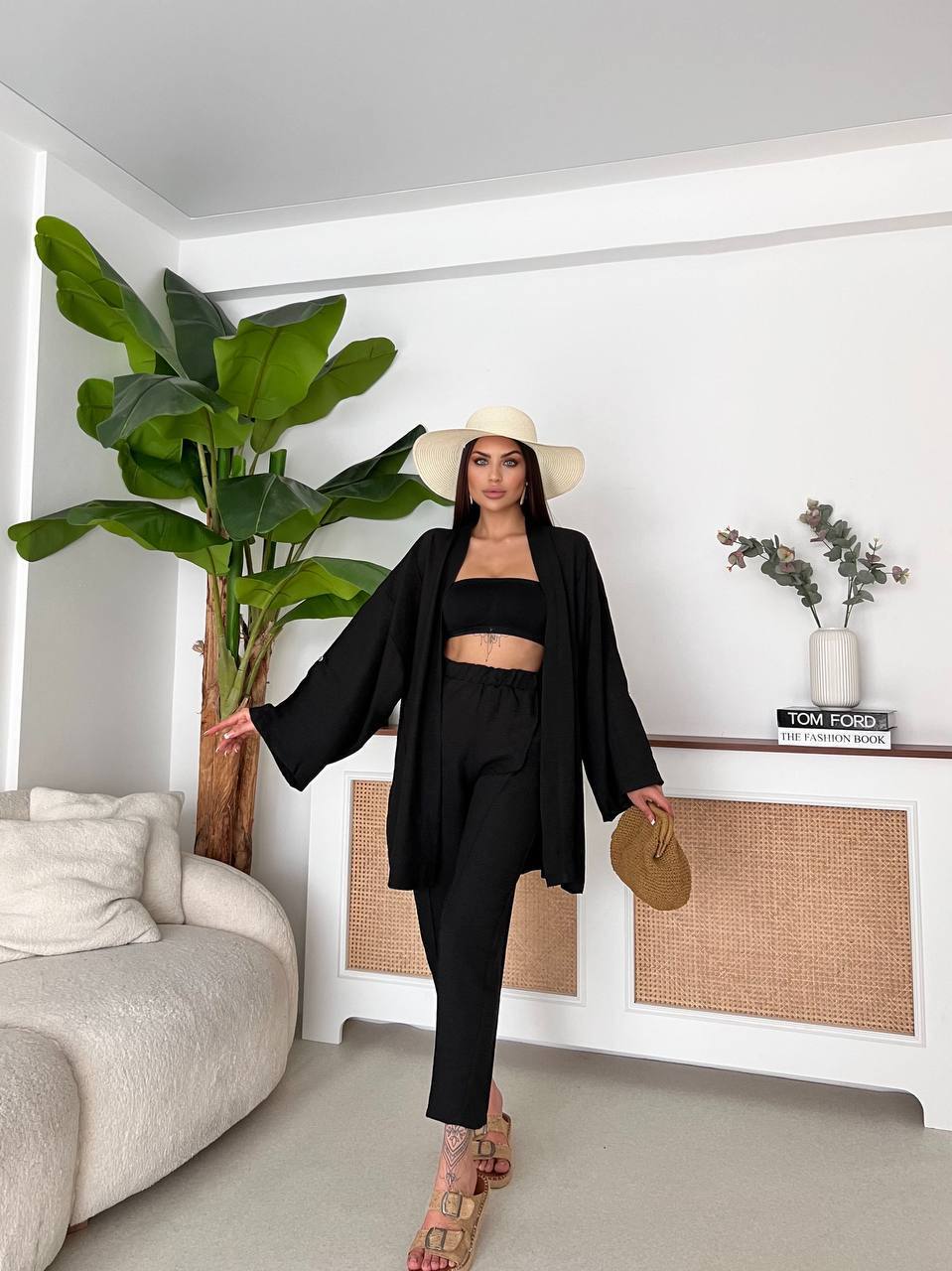 Black Kimono Trouser Set - TK00067