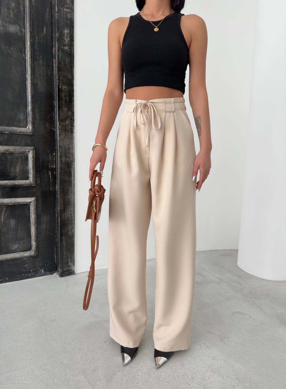 Women's Red Elastic Waist Palazzo Pants - P00082