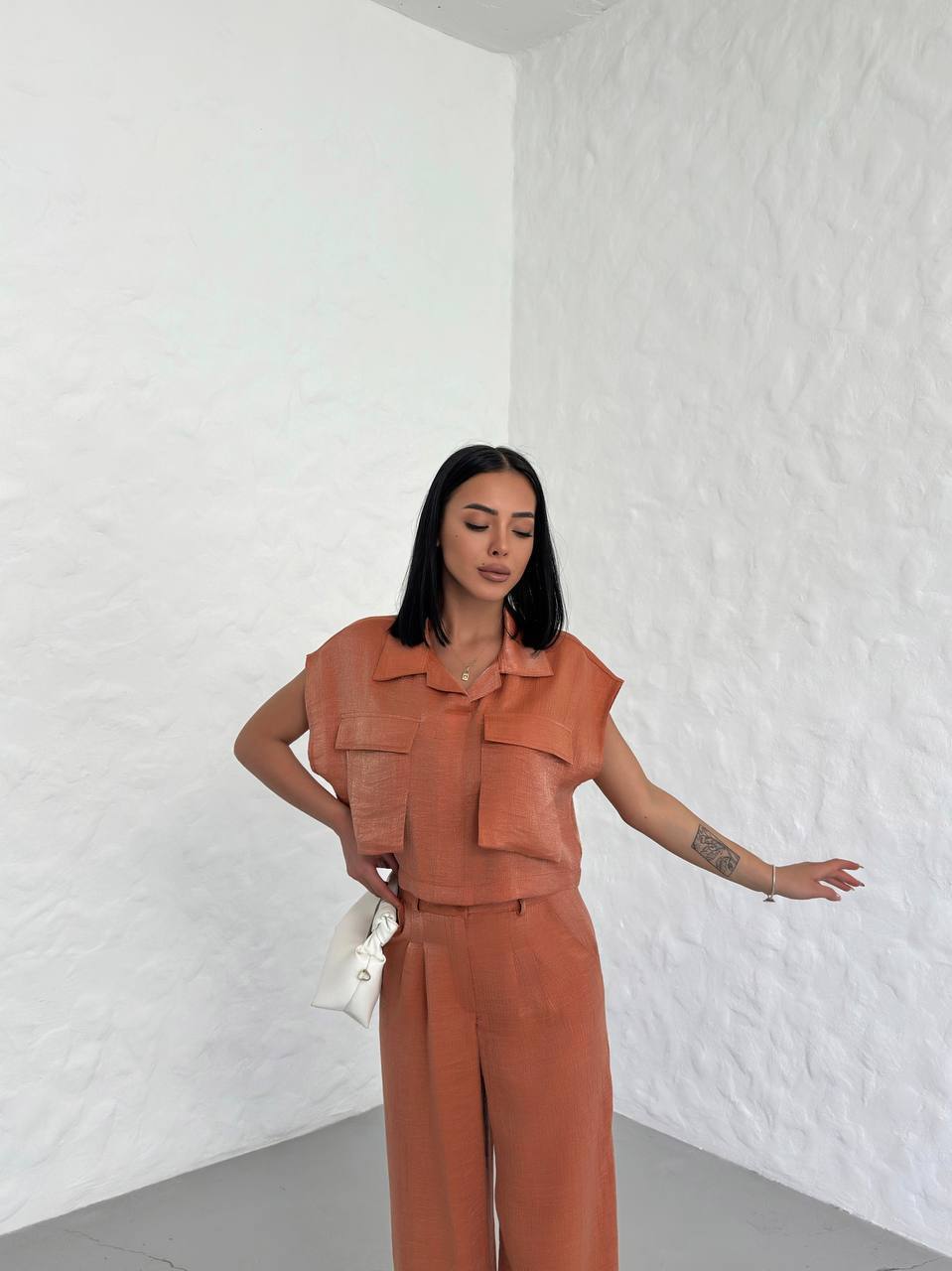 shiny suit with pocket detail-shirt-trousers - TK00054