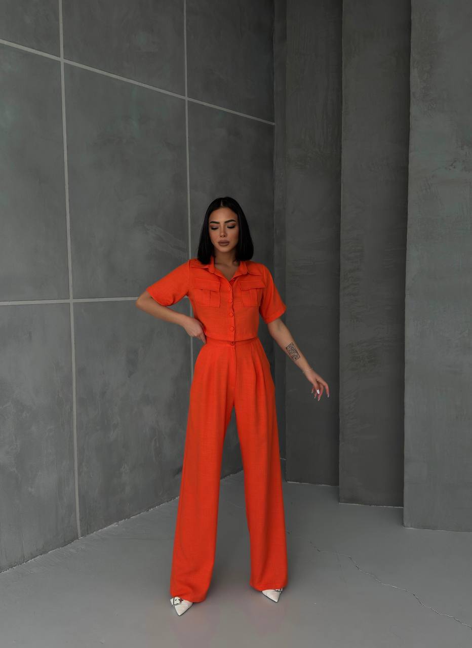 Women's Button Detailed Capped Pant Suit - TK00062