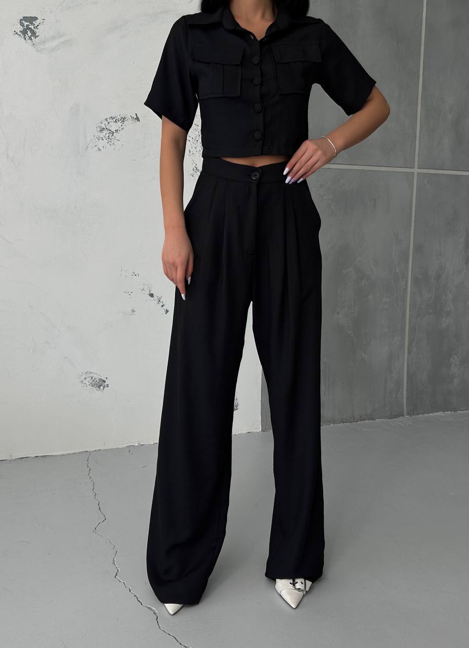 Women's Button Detailed Capped Pant Suit - TK00062