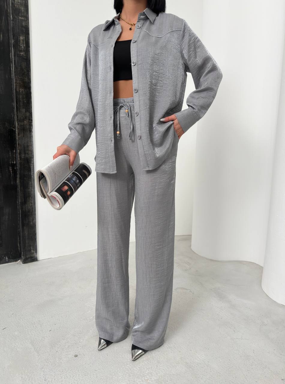 Chic Button-Up Two-Piece Set - TK00071