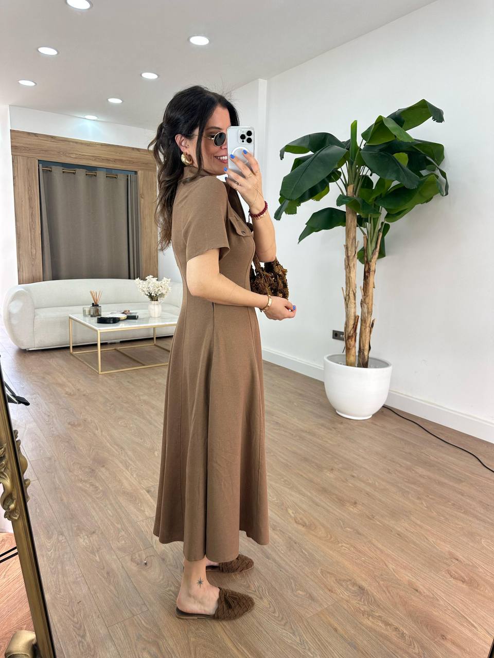 Elegant Polo Midi Dress with Front Zipper - 00142