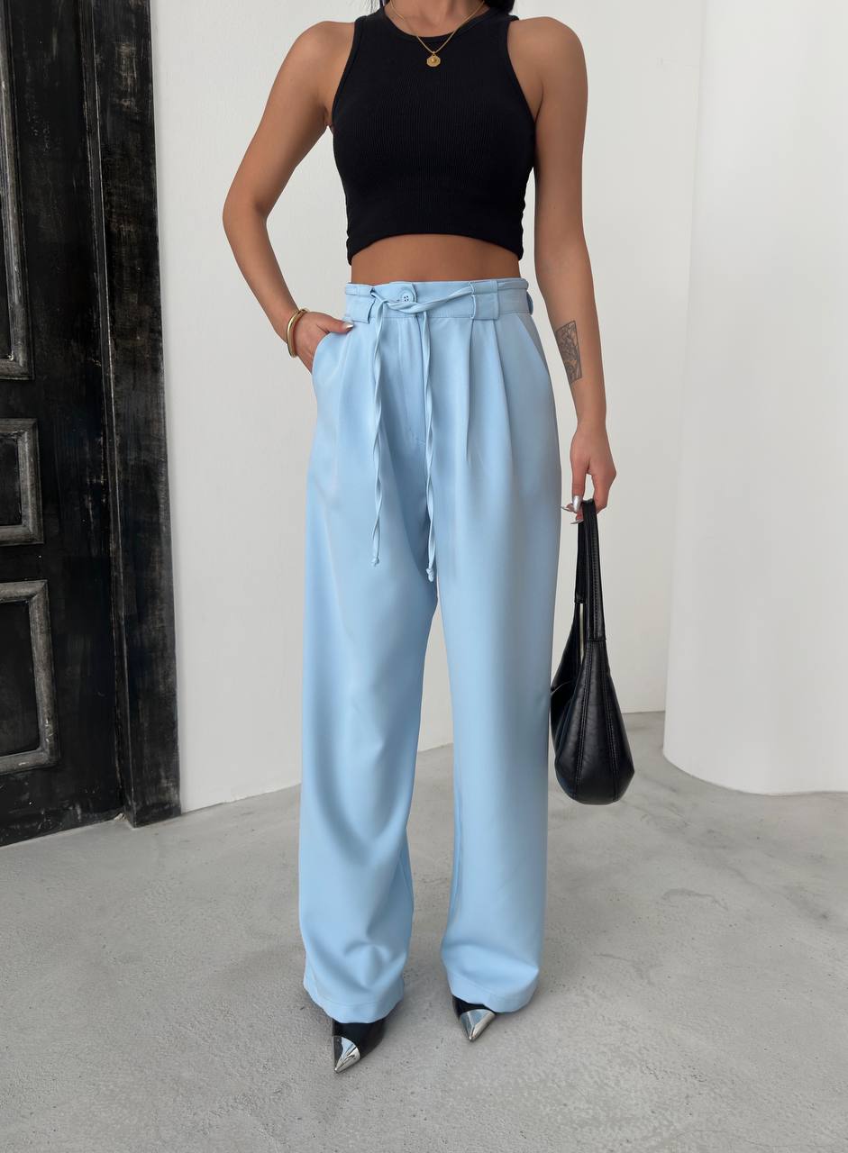 Women's Red Elastic Waist Palazzo Pants - P00082