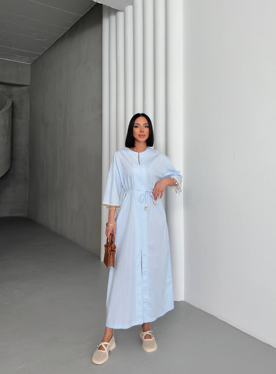 Embellished Slit Maxi Shirt Dress - 00147