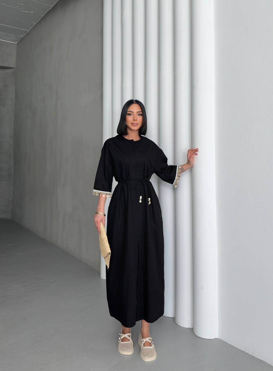 Embellished Slit Maxi Shirt Dress - 00147