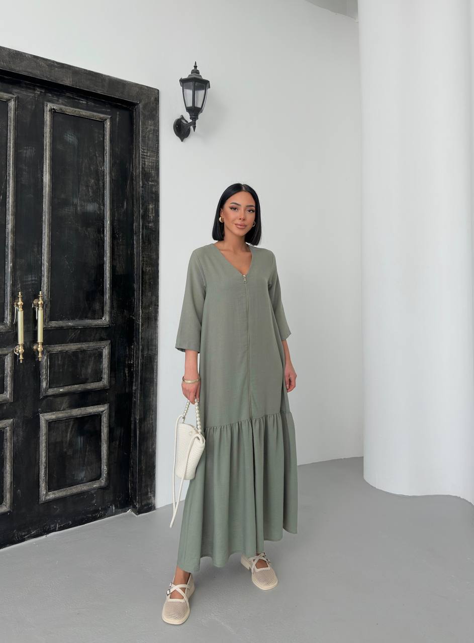 Zippered Tiered Maxi Dress - 00148