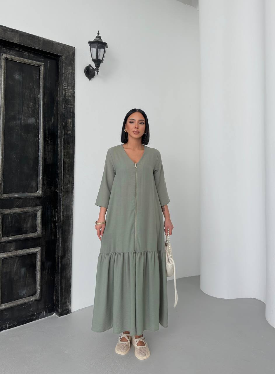 Zippered Tiered Maxi Dress - 00148