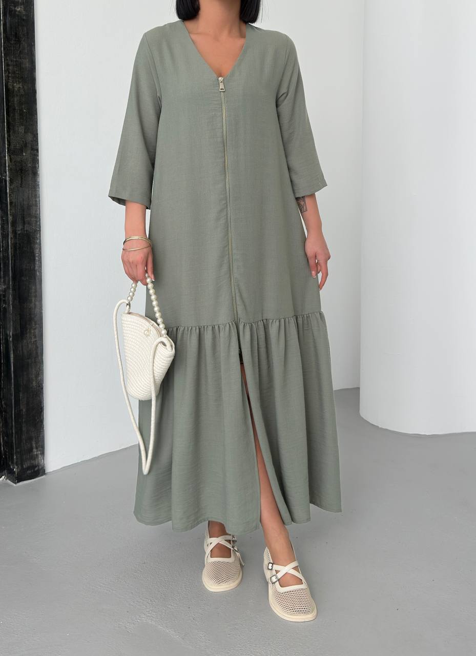 Zippered Tiered Maxi Dress - 00148