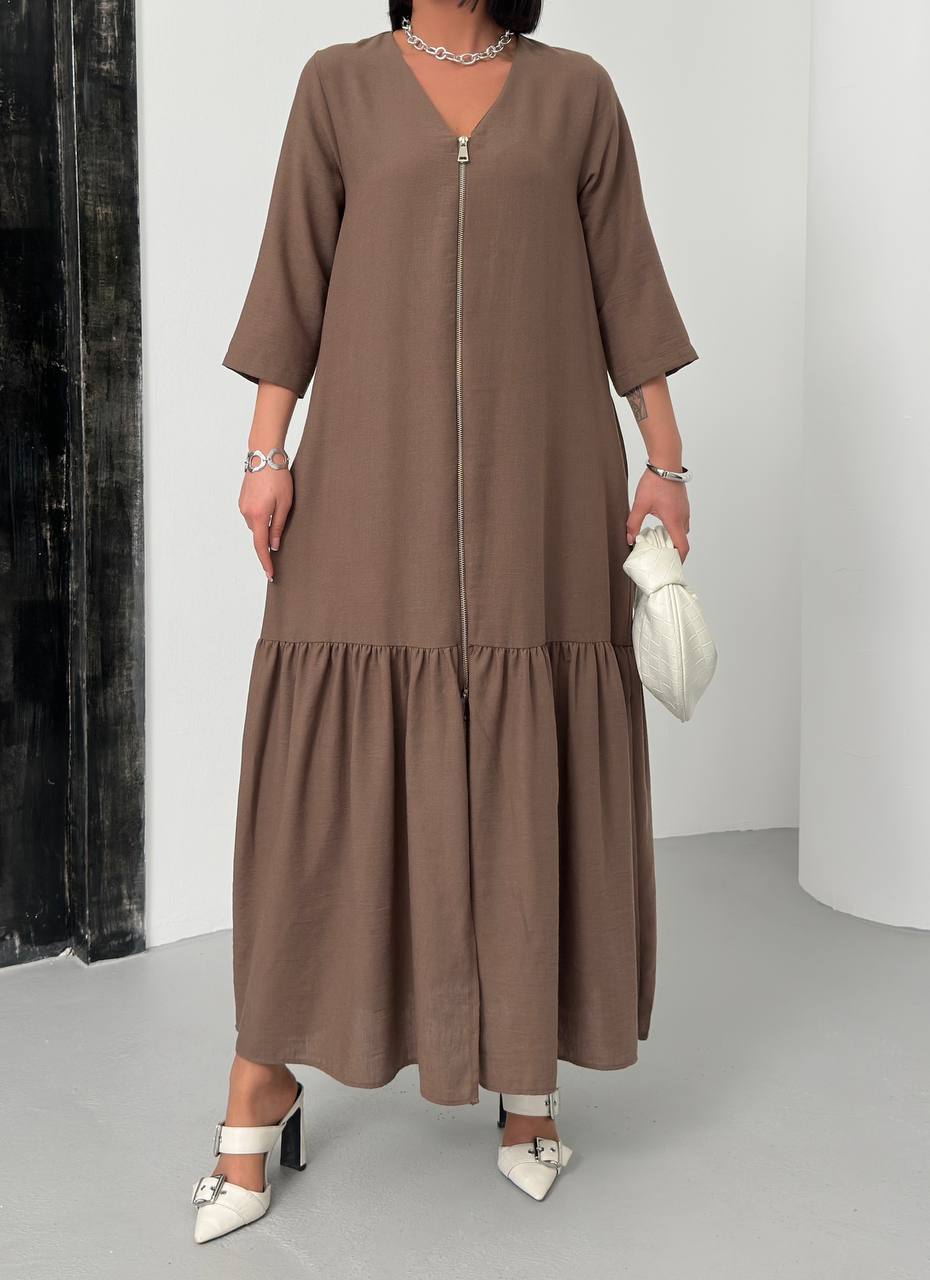 Zippered Tiered Maxi Dress - 00148