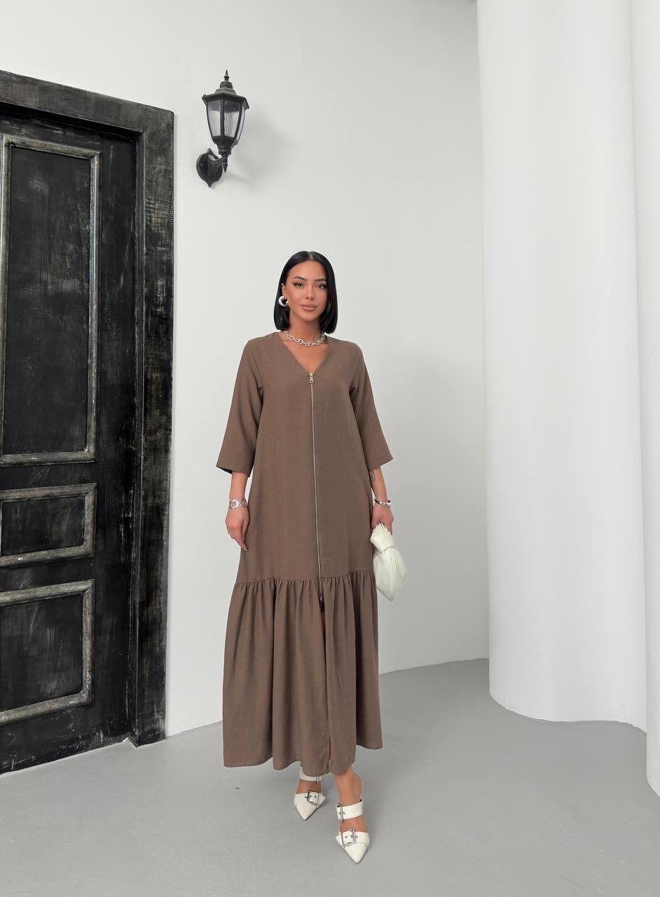 Zippered Tiered Maxi Dress - 00148