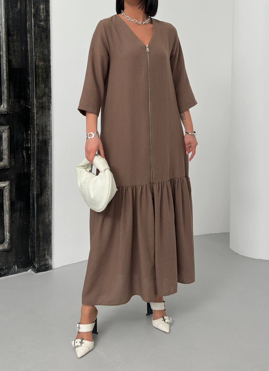 Zippered Tiered Maxi Dress - 00148