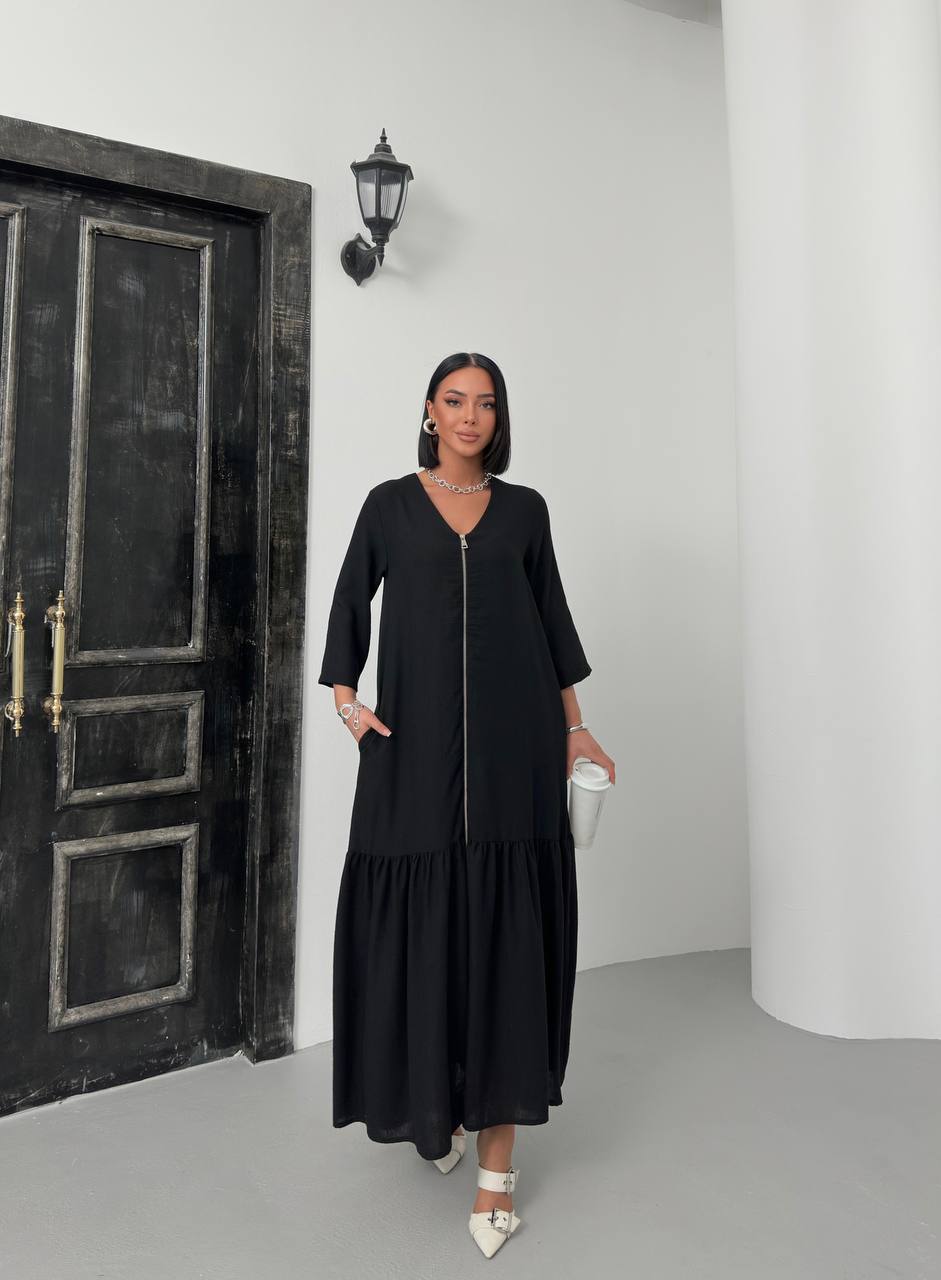 Zippered Tiered Maxi Dress - 00148