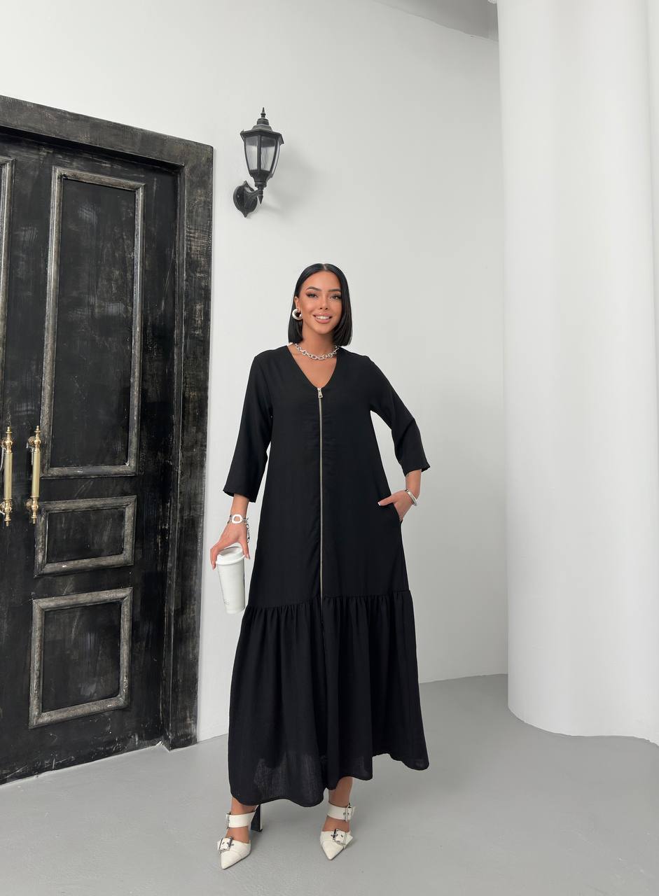 Zippered Tiered Maxi Dress - 00148