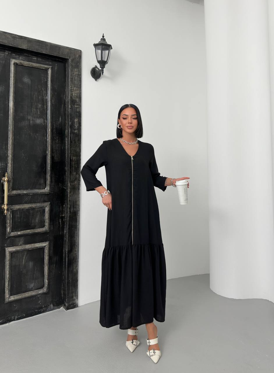 Zippered Tiered Maxi Dress - 00148