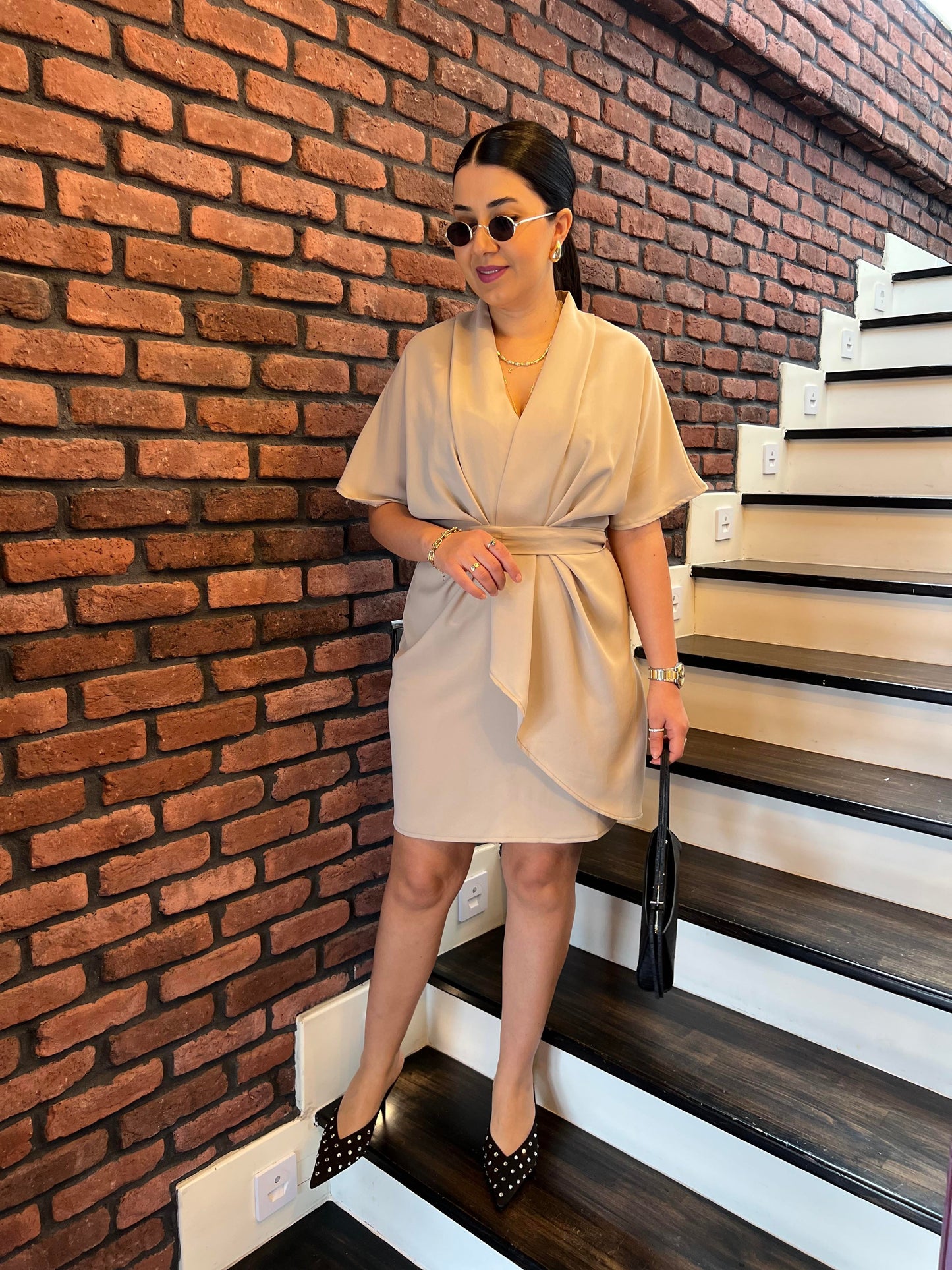 Premium Wrap-Style Belted Short Dress - 00156