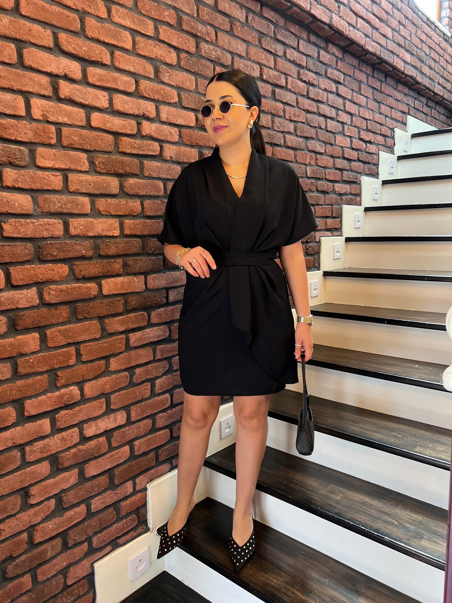 Premium Wrap-Style Belted Short Dress - 00156